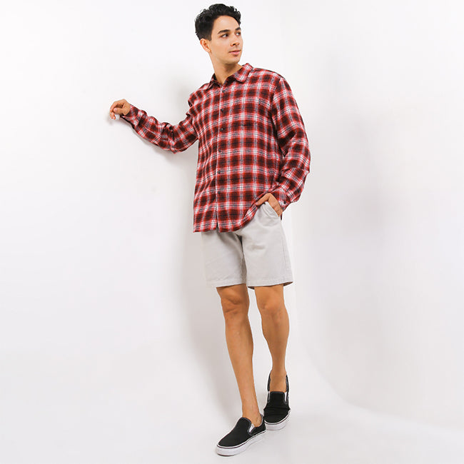 Hush Puppies Pakaian Pria Shirt Flano In Red