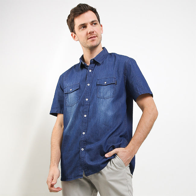 Hush Puppies Pakaian Pria Shirt Dinio In Blue