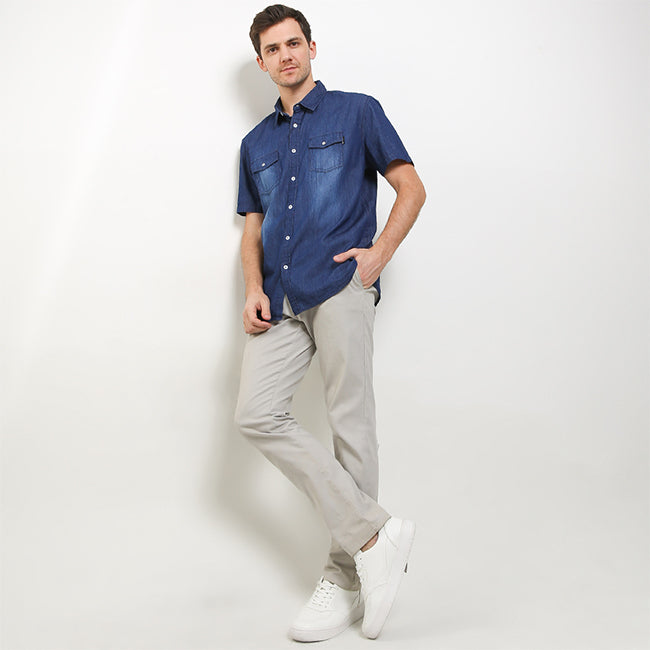 Hush Puppies Pakaian Pria Shirt Dinio In Blue