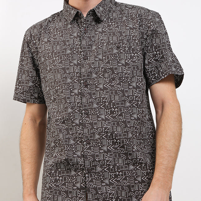 Hush Puppies Pakaian Pria Shirt Ethno In Black