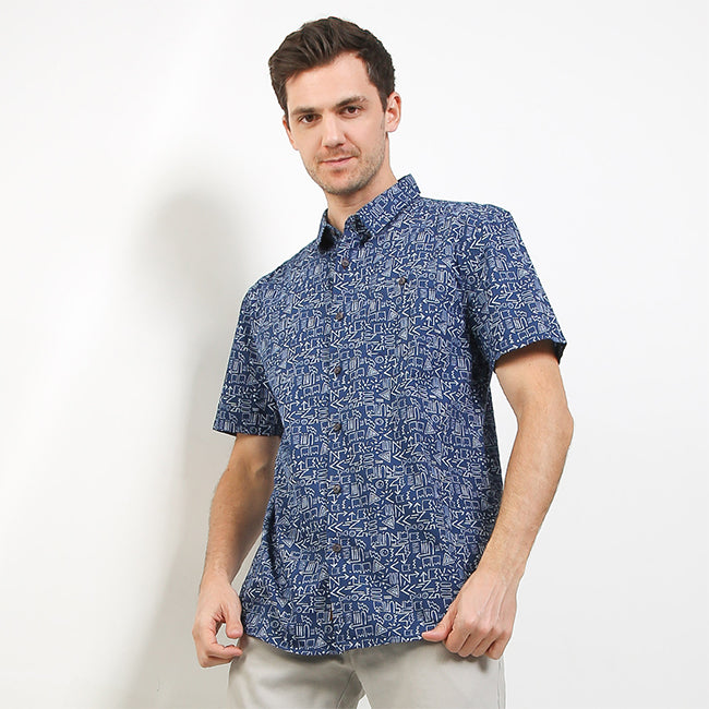 Hush Puppies Pakaian Pria Shirt Ethno In Navy