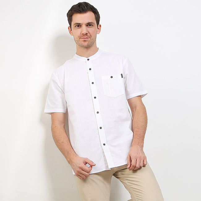 Hush Puppies Pakaian Pria Shirt Damascus 2 In White
