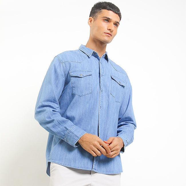 Hush Puppies Pakaian Pria Denim Tim In Light Blue