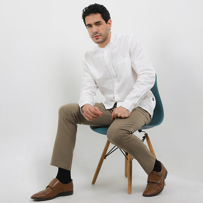 Hush Puppies Pakaian Pria Shirt Robiola In White