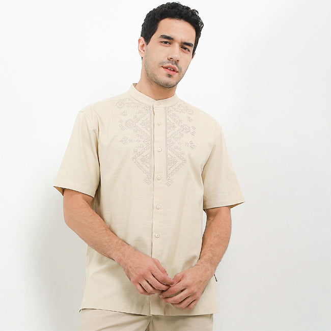 Hush Puppies Pakaian Pria Shirt Kofta In Khaki