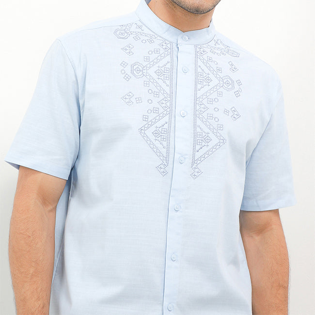 Hush Puppies Pakaian Pria Shirt Kofta In Light Blue