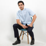 Hush Puppies Pakaian Pria Shirt Kofta In Light Blue