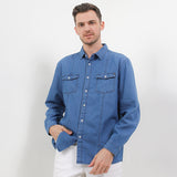 Hush Puppies Pakaian Pria Shirt Windermalt In Light Blue