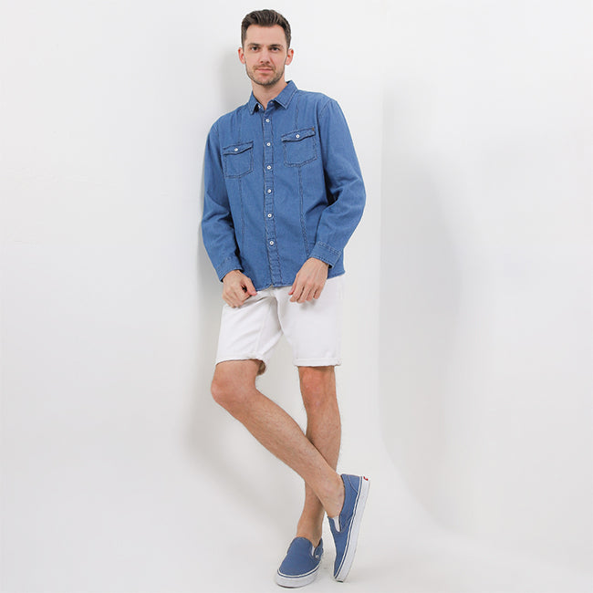 Hush Puppies Pakaian Pria Shirt Windermalt In Light Blue
