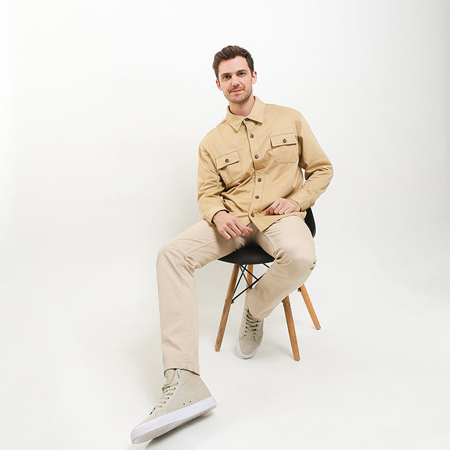 Hush Puppies Pakaian Pria Jackets Droit In Khaki