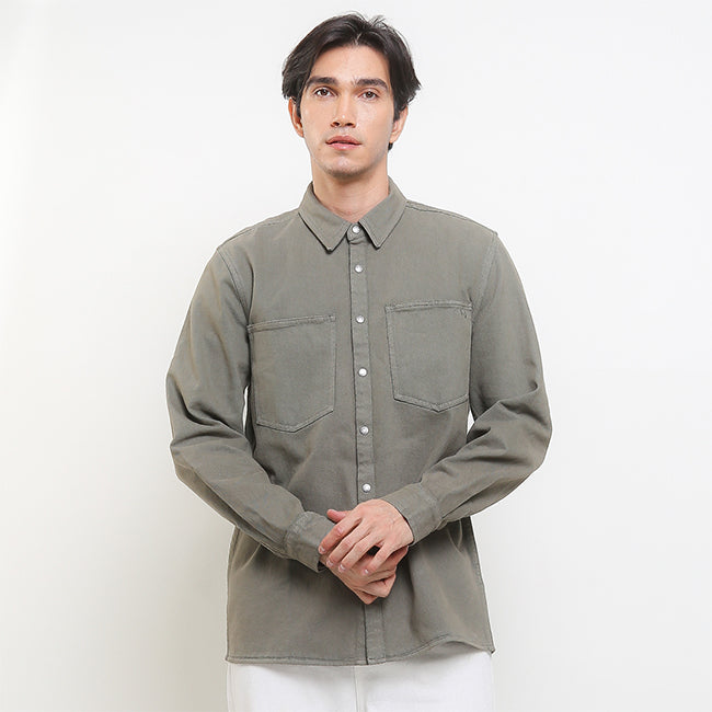 Hush Puppies Pakaian Denim Pria Alamon In Light Olive