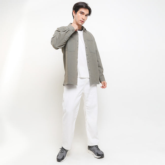 Hush Puppies Pakaian Denim Pria Alamon In Light Olive