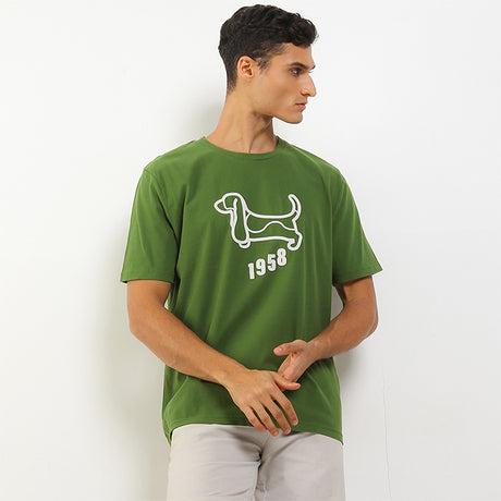 Hush Puppies Pakaian Pria T Shirt Hund In Olive