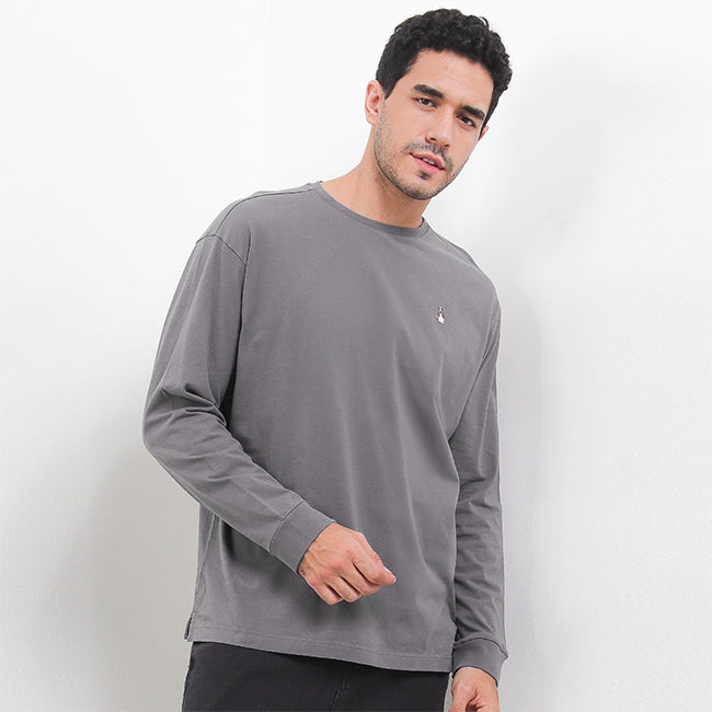 Hush Puppies Pakaian Pria Sweater Leonardo In Dark Grey