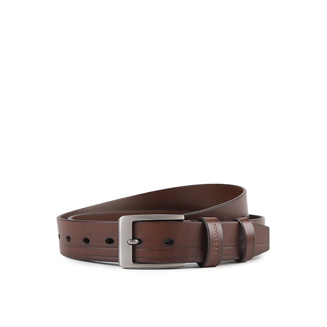 Obermain Men Grey Casual Belt In Dark Brown