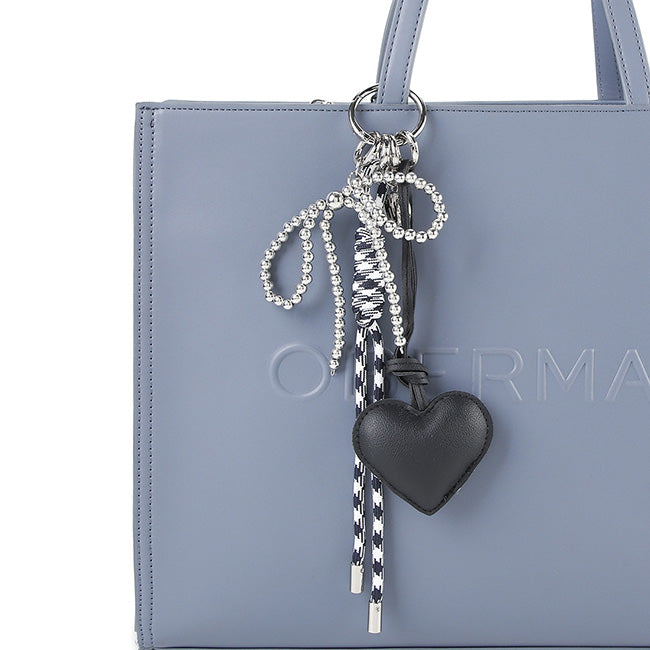 Obermain Women Keychain Gaely Love Ribbon Charm In Black