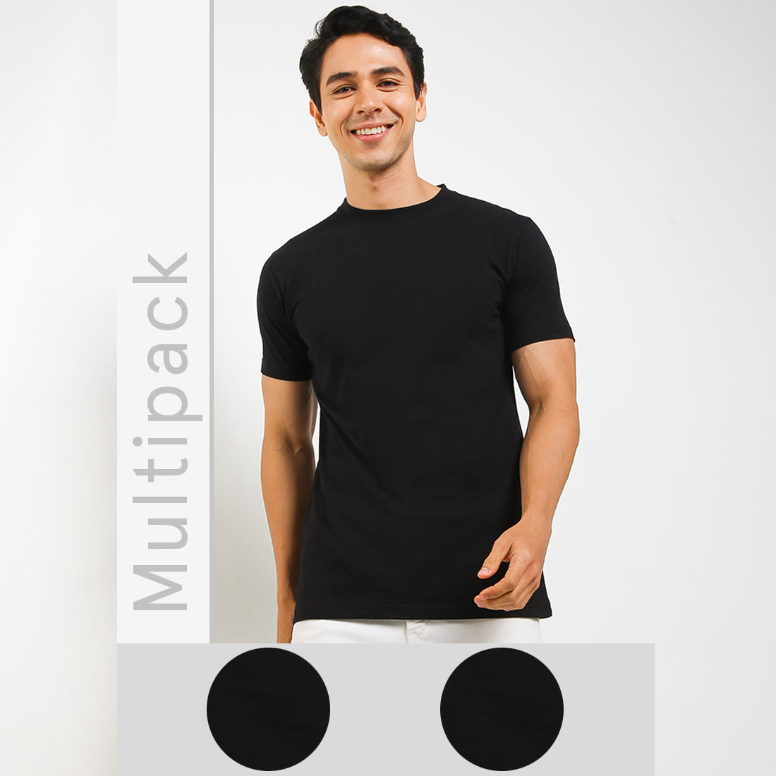 Obermain Pakaian Pria Ss Crew In Black-OMW22022BK