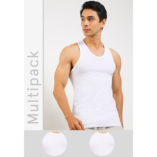 Obermain Pakaian Pria Tank Top Tank In White-OMW22023WH