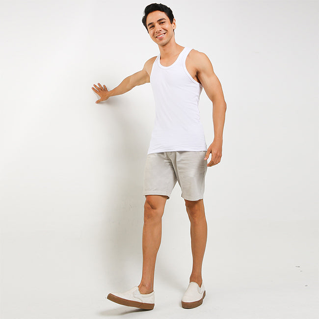 Obermain Pakaian Pria Tank Top Tank In White-OMW22023WH