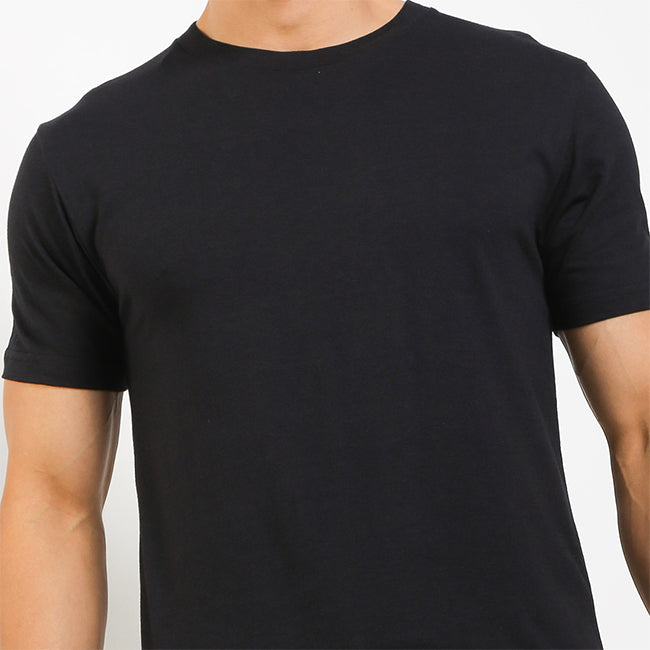 Obermain Pakaian Pria V Neck Ss Crew Bamboo In Black-OMW22024BK
