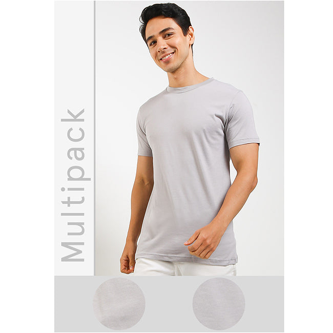 Obermain Pakaian Pria V Neck Ss Crew Bamboo In Gray-OMW22024GY