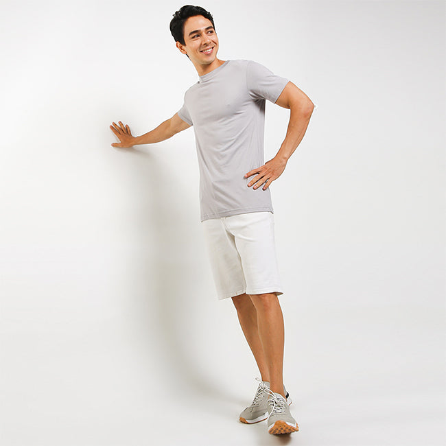 Obermain Pakaian Pria V Neck Ss Crew Bamboo In Gray-OMW22024GY