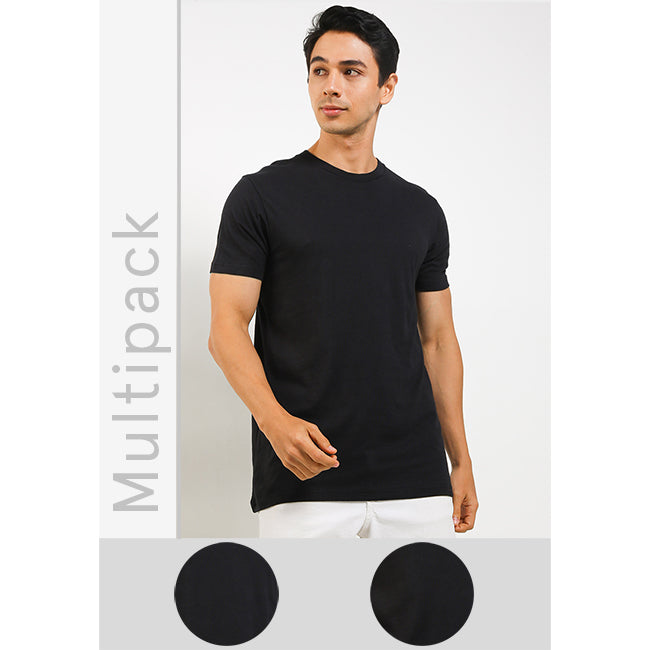 Obermain Pakaian Pria V Neck Bamboo In Black-OMW22025BK