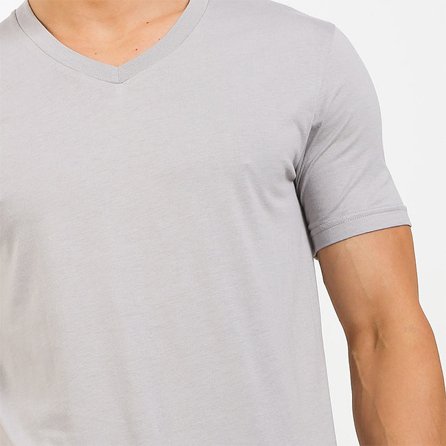 Obermain Pakaian Pria V Neck Bamboo In Gray-OMW22025GY