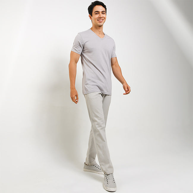 Obermain Pakaian Pria V Neck Bamboo In Gray-OMW22025GY