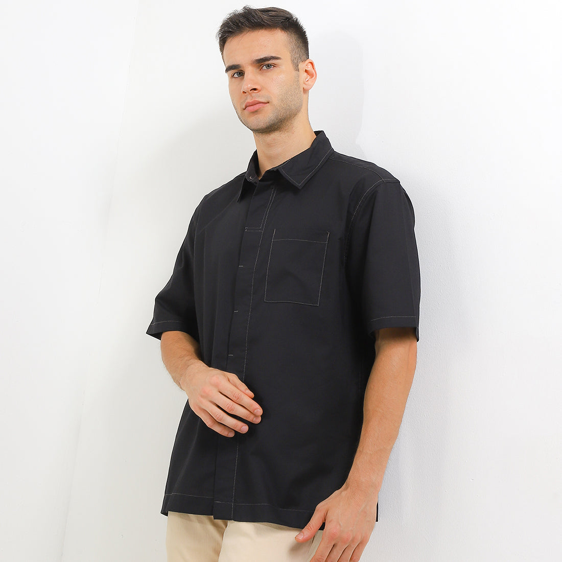 Obermain Pakaian Pria Shirt Drake In Black