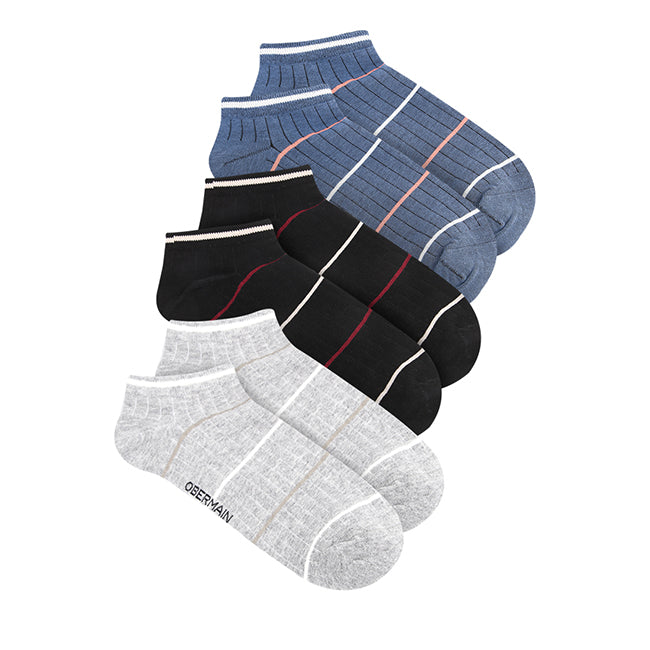 Obermain Aksesoris Pria Socks Ob Liner Sock In Black / Lt Gray / Blue