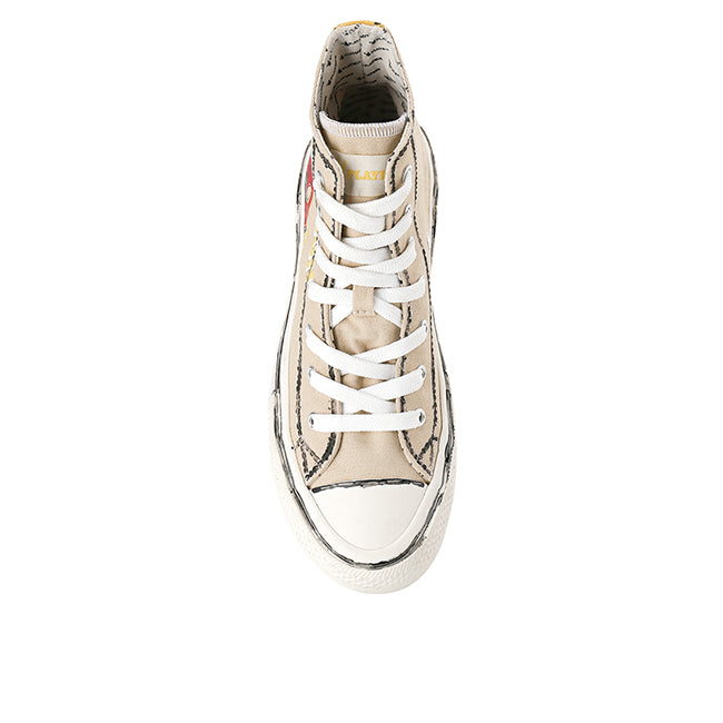 Playboy Sepatu Sneaker Wanita Hefnerio (Mid Cut In Beige