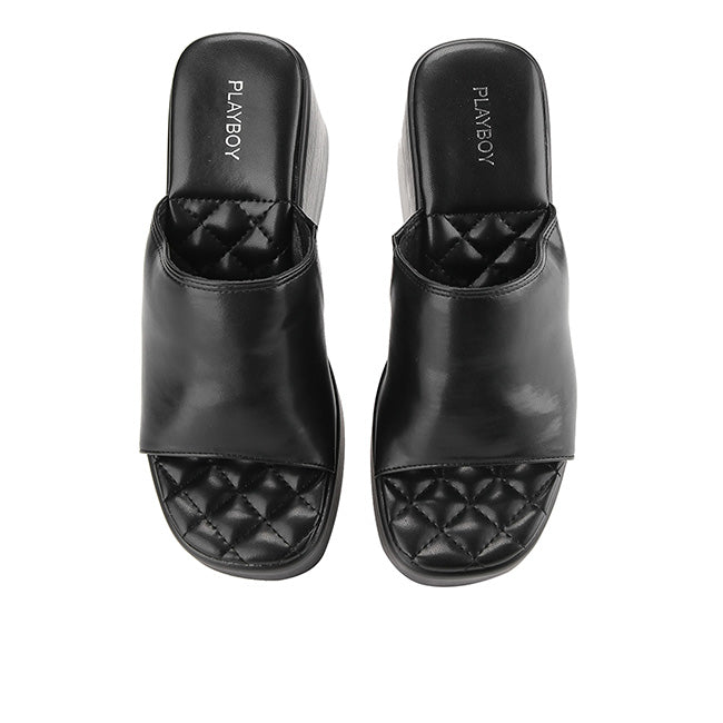 Playboy Sandal Wanita Wedges Keith In Black