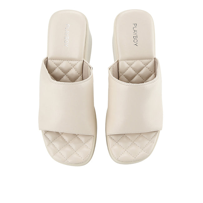 Playboy Sandal Wanita Wedges Keith In Off White