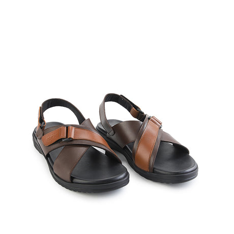 Playboy Sandal Pria Troumpard - Slingback Cross In Brown 43