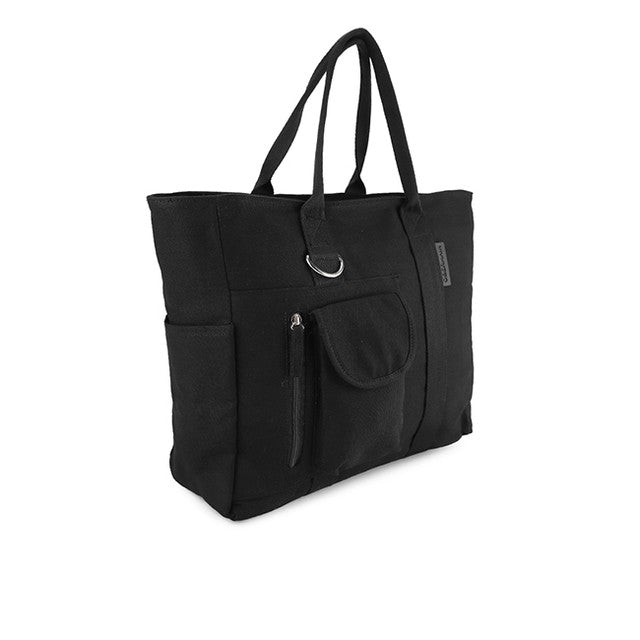 Bianca Canvas Tote Bag In Black