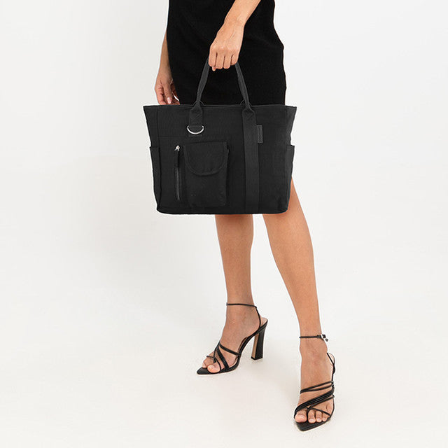 Bianca Canvas Tote Bag In Black