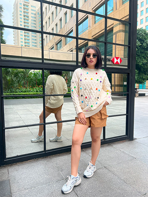 Aratta Knit Bubble Sweater - Cream