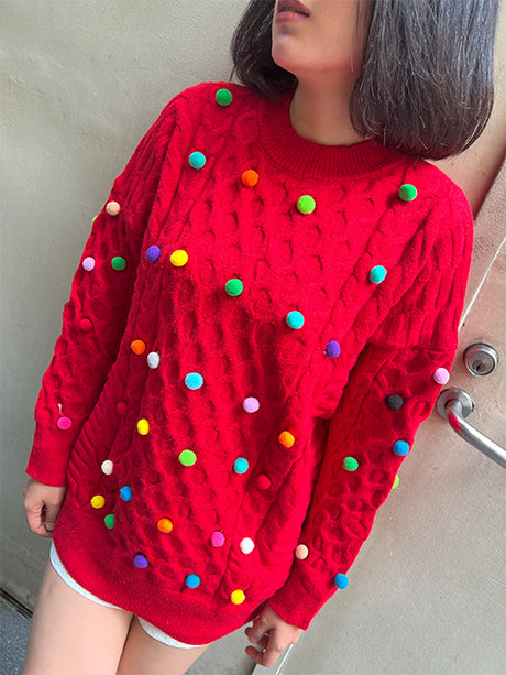 Aratta Knit Bubble Sweater - Red