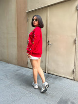 Aratta Knit Bubble Sweater - Red