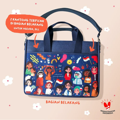 Sovlo Tas Laptop Indonesian Strong Woman - Biru