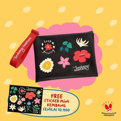 Sovlo Pouch Cleo New Normal - Kembang Nusantara Hitam