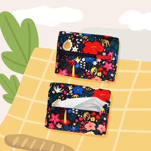 Sovlo Tissue Pouch Sada Hitam Kembang Nusantara
