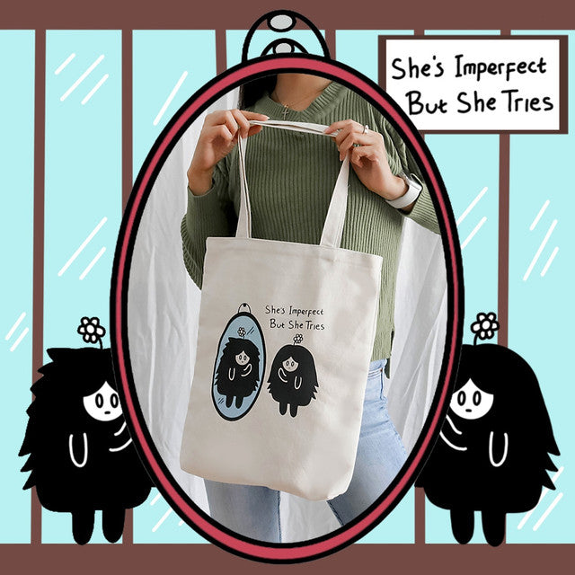 Sovlo Daisy Tote Bag - Tas Pundak Kanvas  Ge Mirror