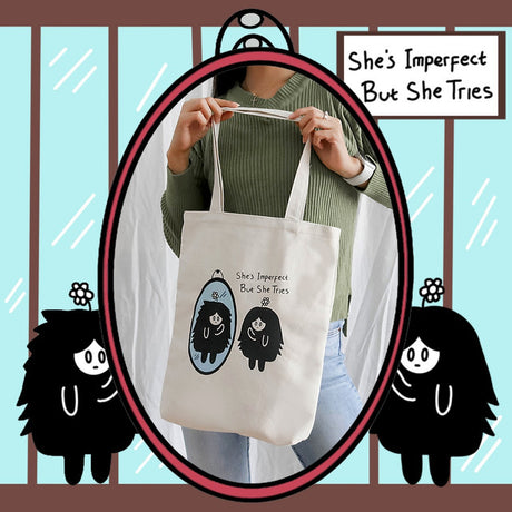 Sovlo Daisy Tote Bag - Tas Pundak Kanvas  Ge Mirror
