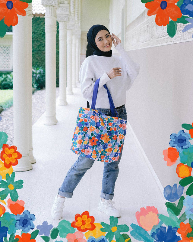 Sovlo Shopping Bag - Tas Belanja Lipat - Tiara Bunga