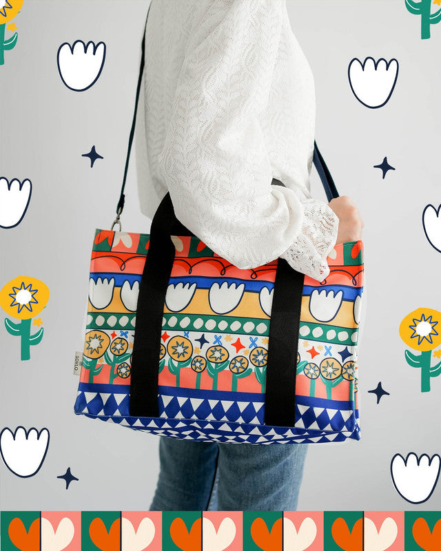 Sovlo Clea Tote Sling Bag - Tas Selempang Kerja Pundak Multifungsi Wanita Tn_Retrofloral