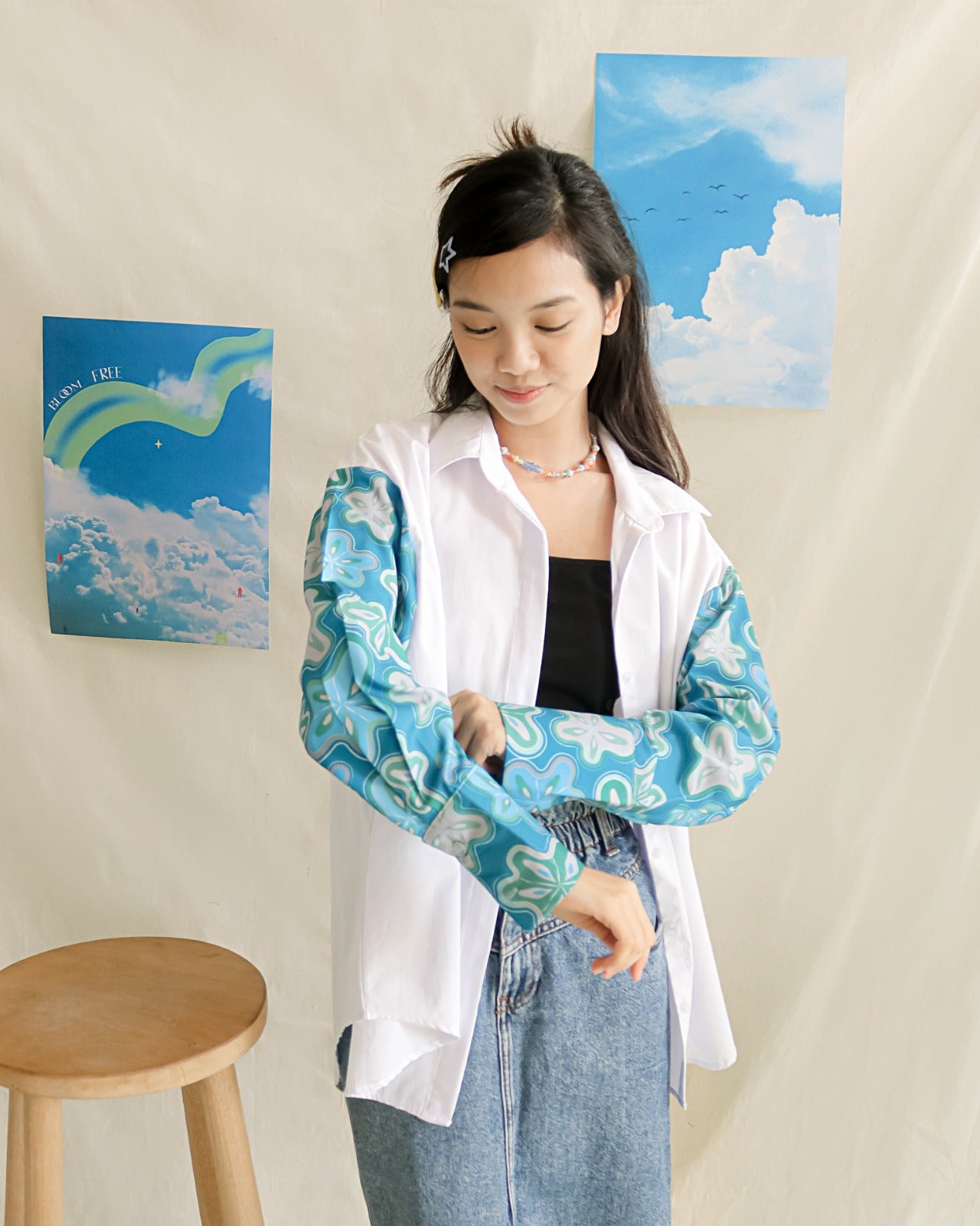 SOVLO Alice Oversized Shirt - Kemeja Fashion Wanita Lengan Panjang ZUP_Star