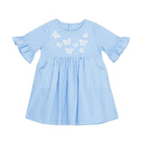 TORIO Butterfly Blue Check Dress - Dress Anak Perempuan