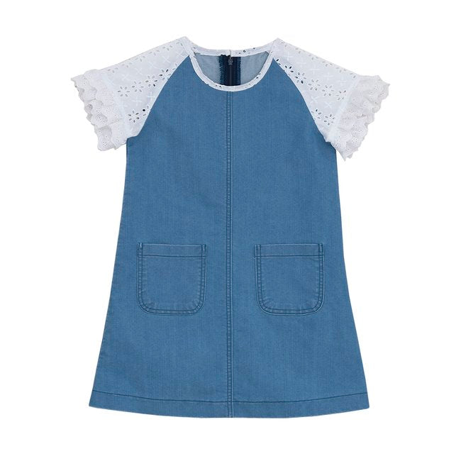 TORIO Basic Denim Lace Dress - Dress Anak Perempuan